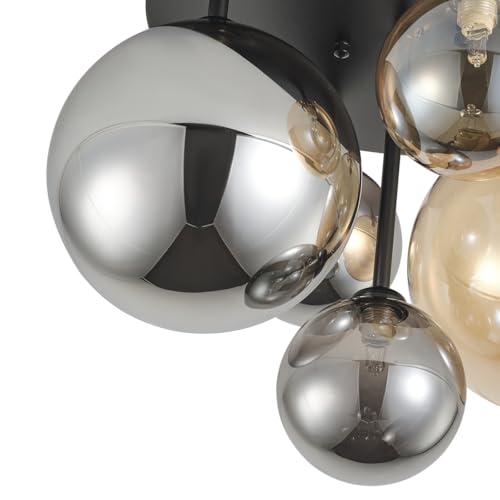 18" 5 Light Black Semi Flush Mount Ceiling Light