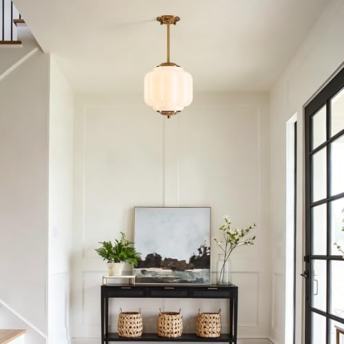 Semi Flush Mount Ceiling Light (Milk White 9")