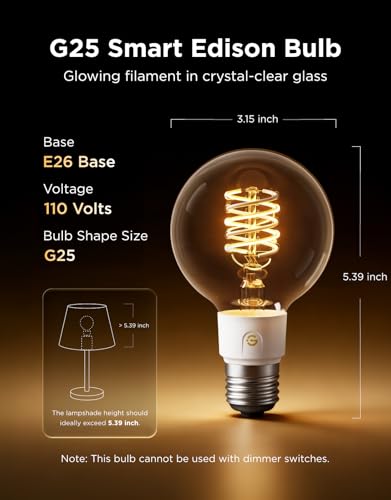 Edison Bulbs G25 Smart Vintage Light Bulbs (4 Count)