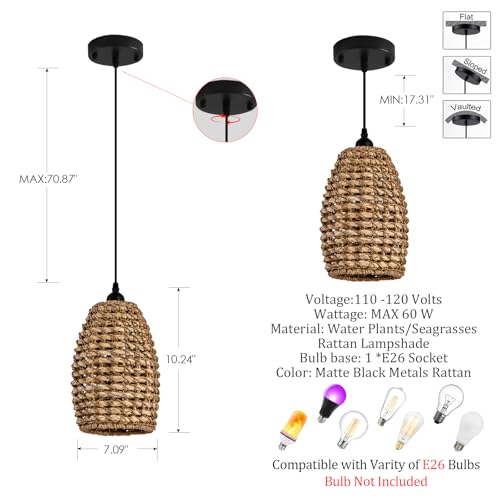 Mini Rattan Pendant Light (3 Count)