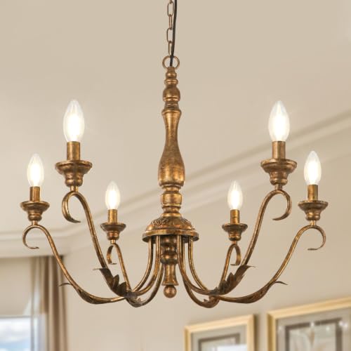 6 Light Farmhouse Chandeliers for Dining Room (6 Count)
