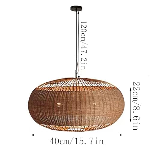Rattan Handwoven Pendant Lights Adjustable Bamboo Wicker Hanging Lamp