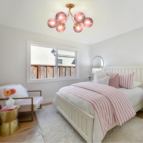 6 Light Pink Chandelier