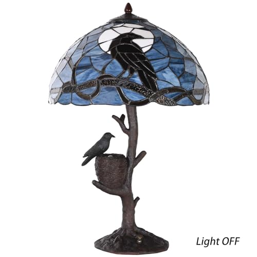 L10968 Raven Nest Tiffany Style Stained Glass Table Lamp