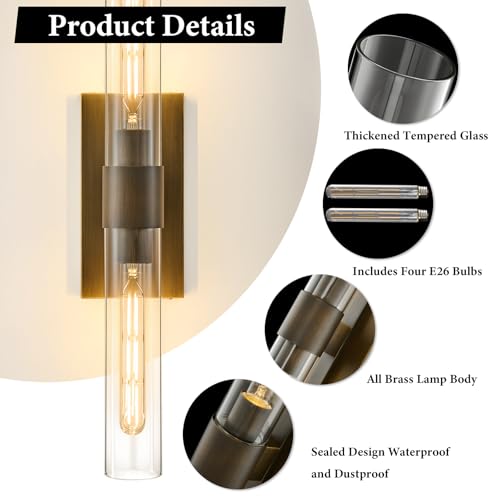 Linear Brass Bathroom Wall Sconce (2 Count)