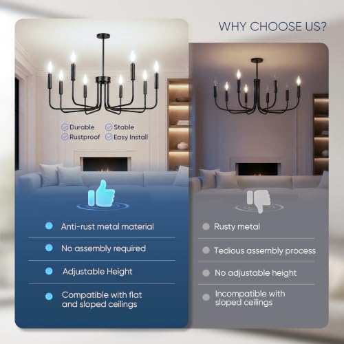 8 Light Black Chandelier