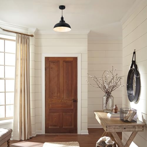 2 Pack Farmhouse Dome Pendant Lights for Kitchen Island Black (2 Count)