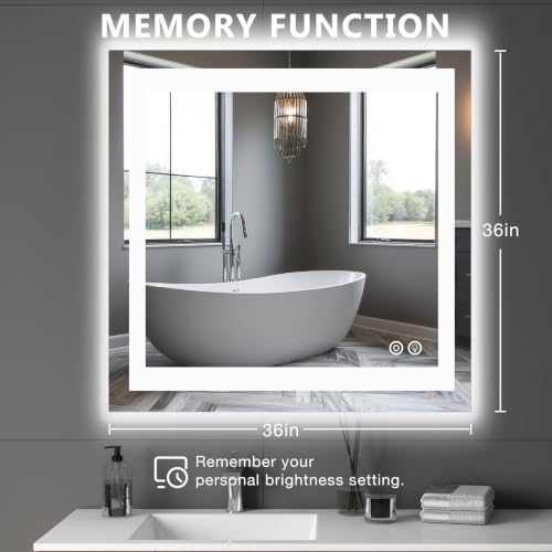 36.1"x36.1" LED Bathroom Mirror