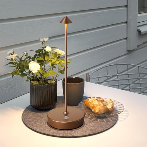 2P Cordless Rechargeable Led Table Lamp Battery Operated Light Coffee