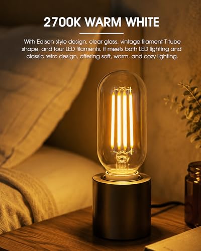 T45 4W LED Edison Bulbs E26 Base 40W Equivalent with Clear Glass