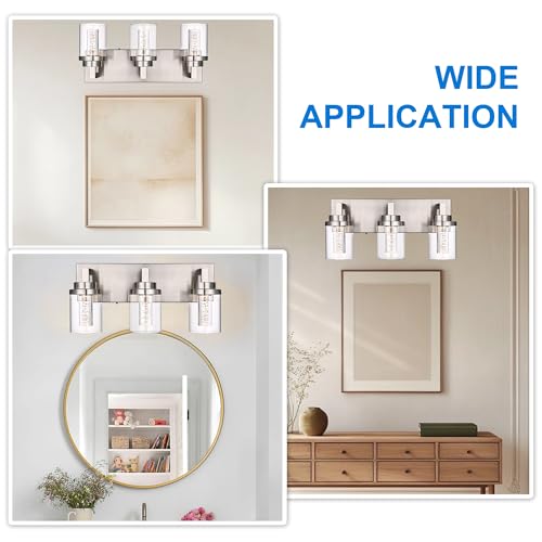 3 Light Modern LED Bathroom Vanity Light Bar Brushed Nickel