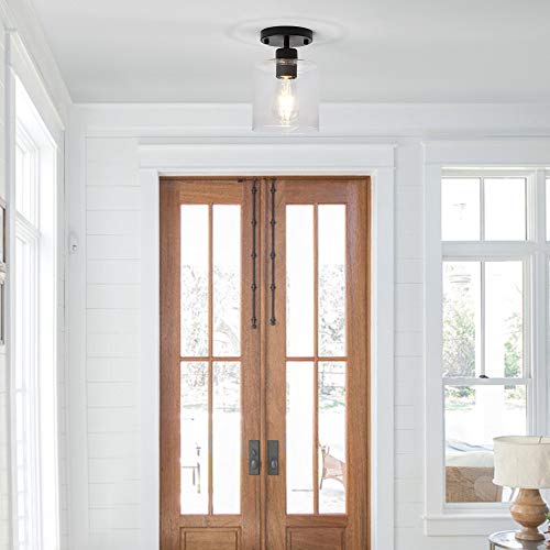 Black Modern Semi Flush Mount Ceiling Light