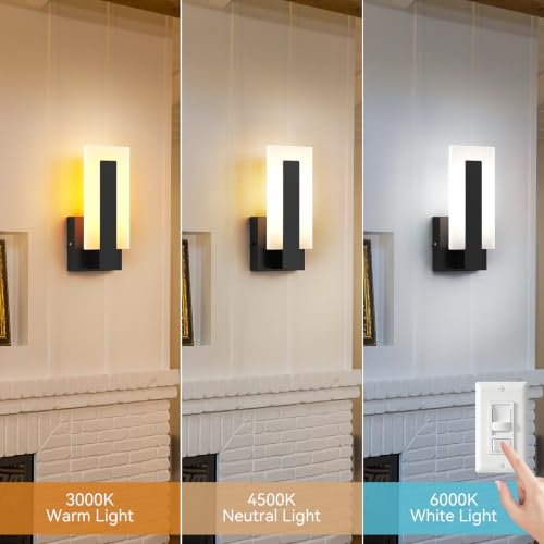 2 Pack Modern LED Wall Sconces (9.74inch 3000K- 6000K Dimmable)