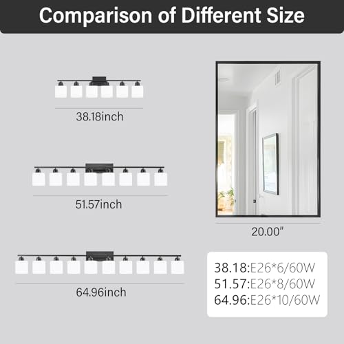 8 Light Black Bathroom Light Fixtures Over Mirror for Big Mirror