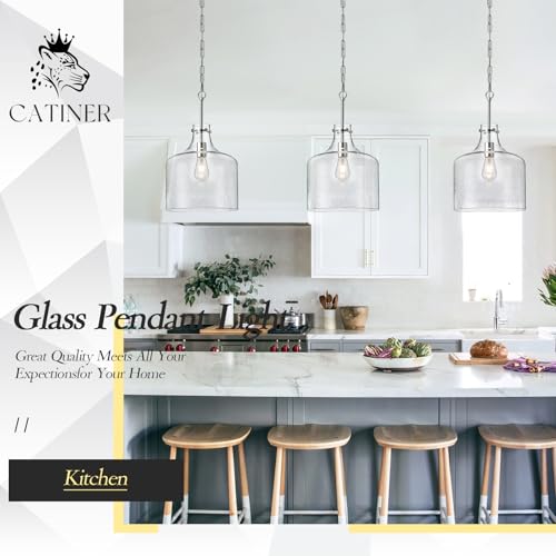 12" Farmhouse Seeded Glass Pendant Light