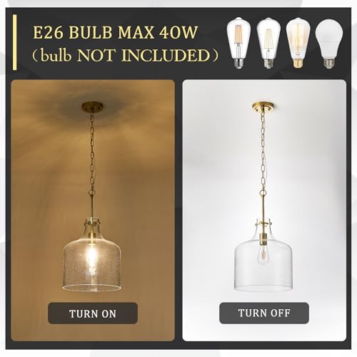 12" Farmhouse Seeded Glass Pendant Light
