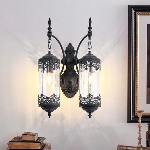 Antique Gothic Glass Wall Sconce for Bedroom