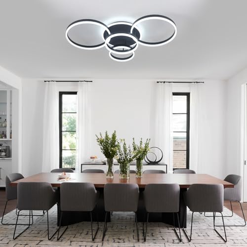 4 Rings Modern LED Chandelier with Remote Semi