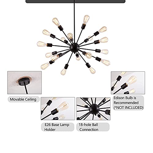18 Light Black Sputnik Light Fixture