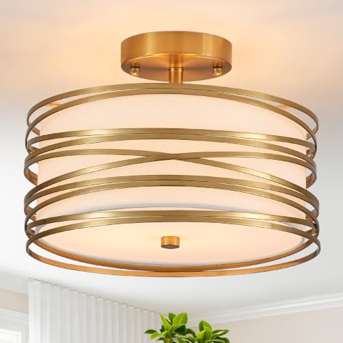 12.2" Gold Semi Flush Mount Ceiling Light