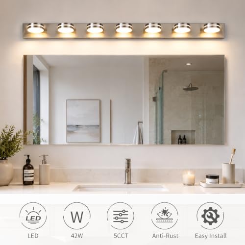 Modern Bathroom Light Fixtures Over Mirror 7 Light Vanity Light