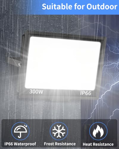 36000LM 300W LED Flood Light Outdoor Plug in (2 Count)