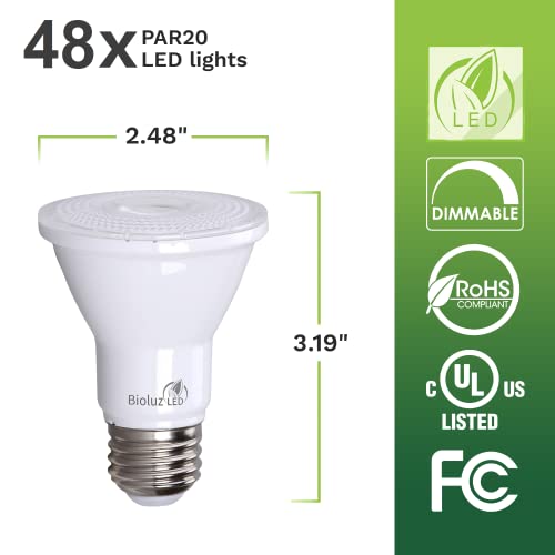 PAR20 Bulbs 5000K Daylight 90 CRI 5.5W = 75W Replacement Dimmable LED Light Bulbs (48 Count)