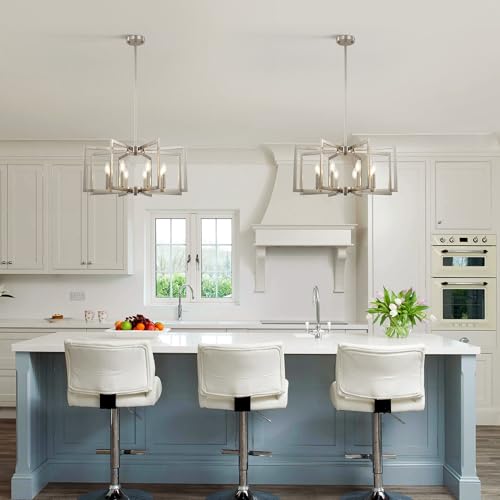 8 Light Modern Farmhouse Brushed Nickel Chandeliers for Dining Room (8 Count)