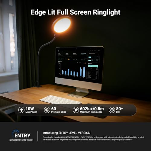 Entry Level Version 5" Edge Lit Streaming Light with Desk Clamp Stand
