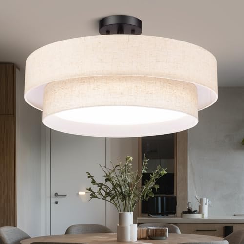 20 Inch Semi Flush Mount Round Ceiling Light Fixture