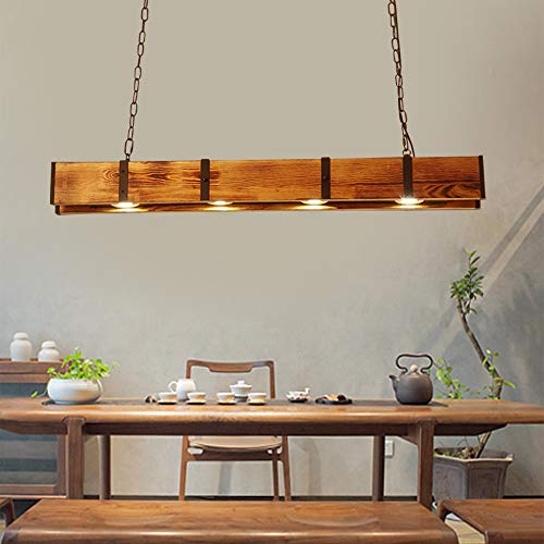 Wooden Farmhouse Lighting Rustic Chandelier Retro Pendant Lighting Industrial Vintage Chandelier Lighting Fixtures E26 Bulb Sockets Hanging Farmhouse Chandelier for Kitchen