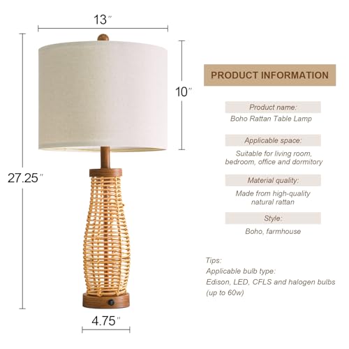 28" Table Lamps Set of 2 with Dual Night Lights (2 Count)