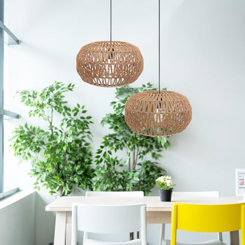 Woven Paper Rope Lamp Shade Simulation Rattan Pendant Light Shade