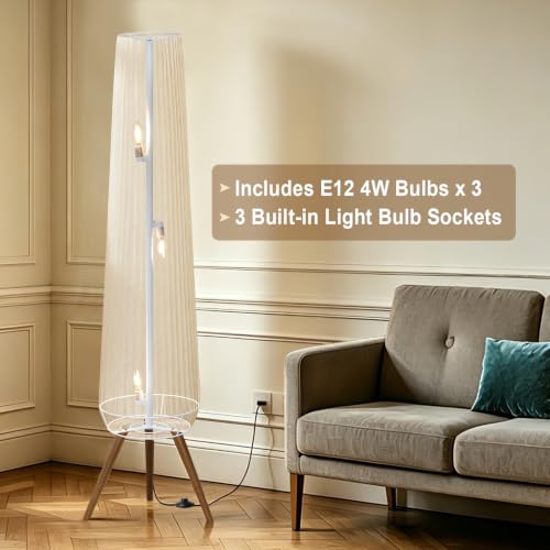 61'' Oatmeal Linen Pleated Floor Lamp