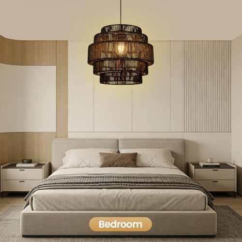 Boho Rattan Chandelier Light