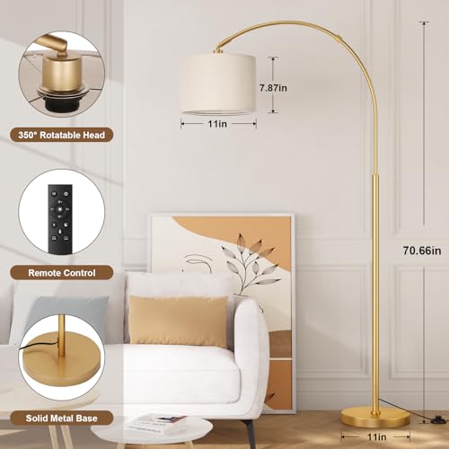 Dimmable Arc Floor Lamp with Remote