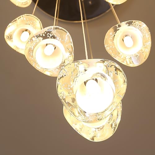 6 Lights Pendant Lighting for Entrance Modern Crystal Chandeliers LED Crystal Hanging Lights for Dining Room Bedroom Foyer Staircase Living Room 3000K