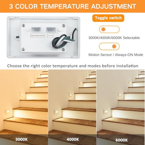 8 Pack 3CCT 120V Motion Sensor LED Step Lights Indoor Outdoor (8 Count)