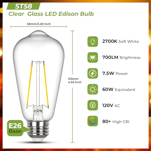 Vintage LED Edison Bulb 60 watt Equivalent (12 Count)