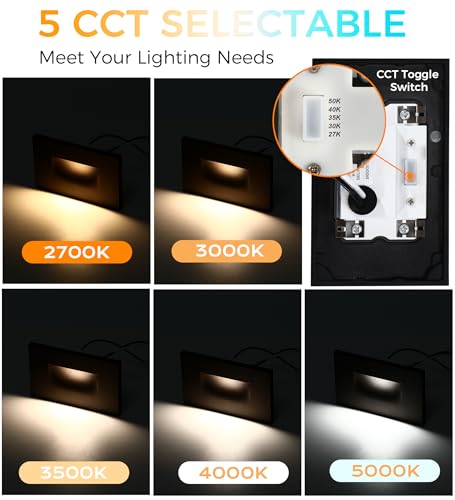 120V 5CCT Dimmable LED Indoor Outdoor Step Light (3 Count)