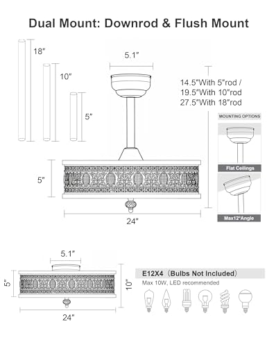 Art Deco Chandelier Ceiling Fan with Light