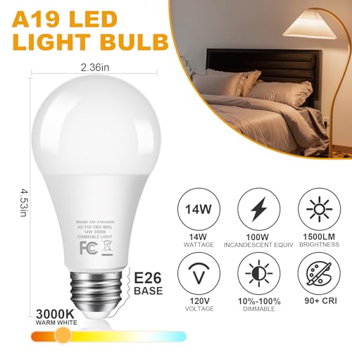 10 Pack 14W LED Dimmable Light Bulbs (10 Count)