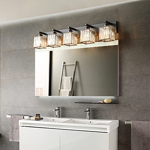 Modern Black Crystal Bathroom Vanity Light
