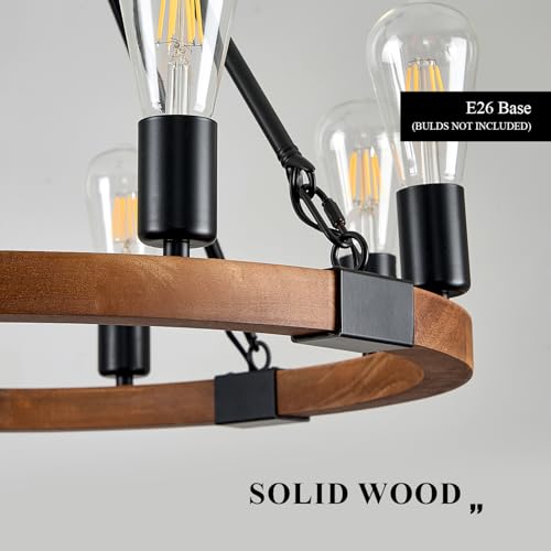 Farmhouse Wooden Wagon Wheel Chandelier 8