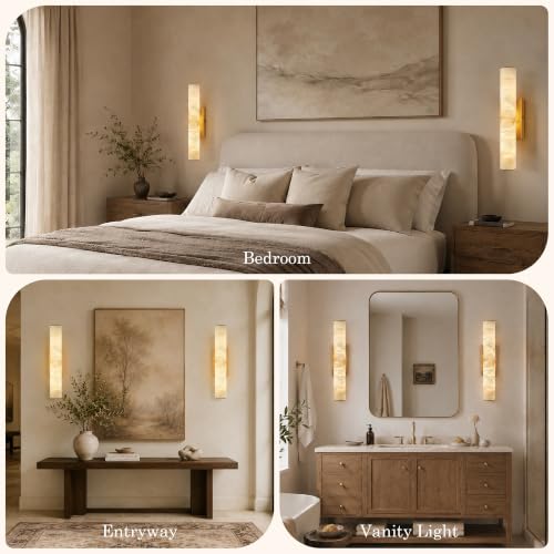 Gold Alabaster Wall Sconces Set of 2