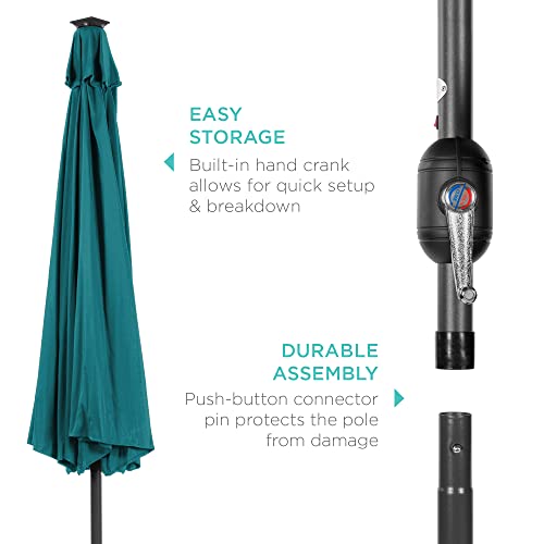 10ft Solar Polyester LED Lighted Patio Umbrella w