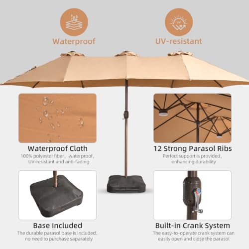 8.5ft X 14.5ft Rectangular Market Umbrella With Base And Color