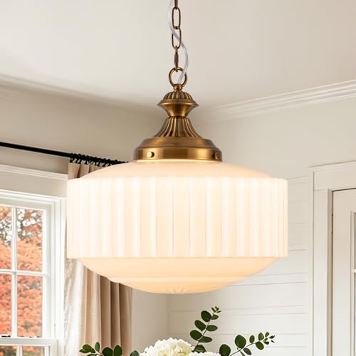 Vintage Milk Glass Pendant Light