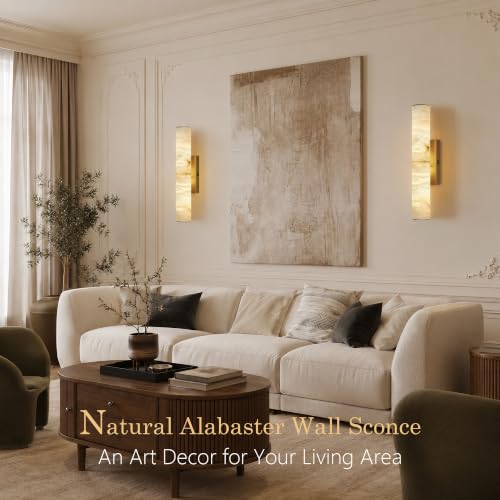 Gold Alabaster Wall Sconces Set of 2