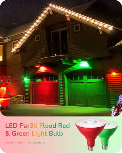 Halloween Red & Green PAR38 Flood LED Light Bulbs Dimmable 2 Pack (2 Count)